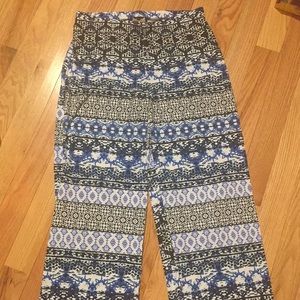 NWOT black, white & blue print palazzo pants